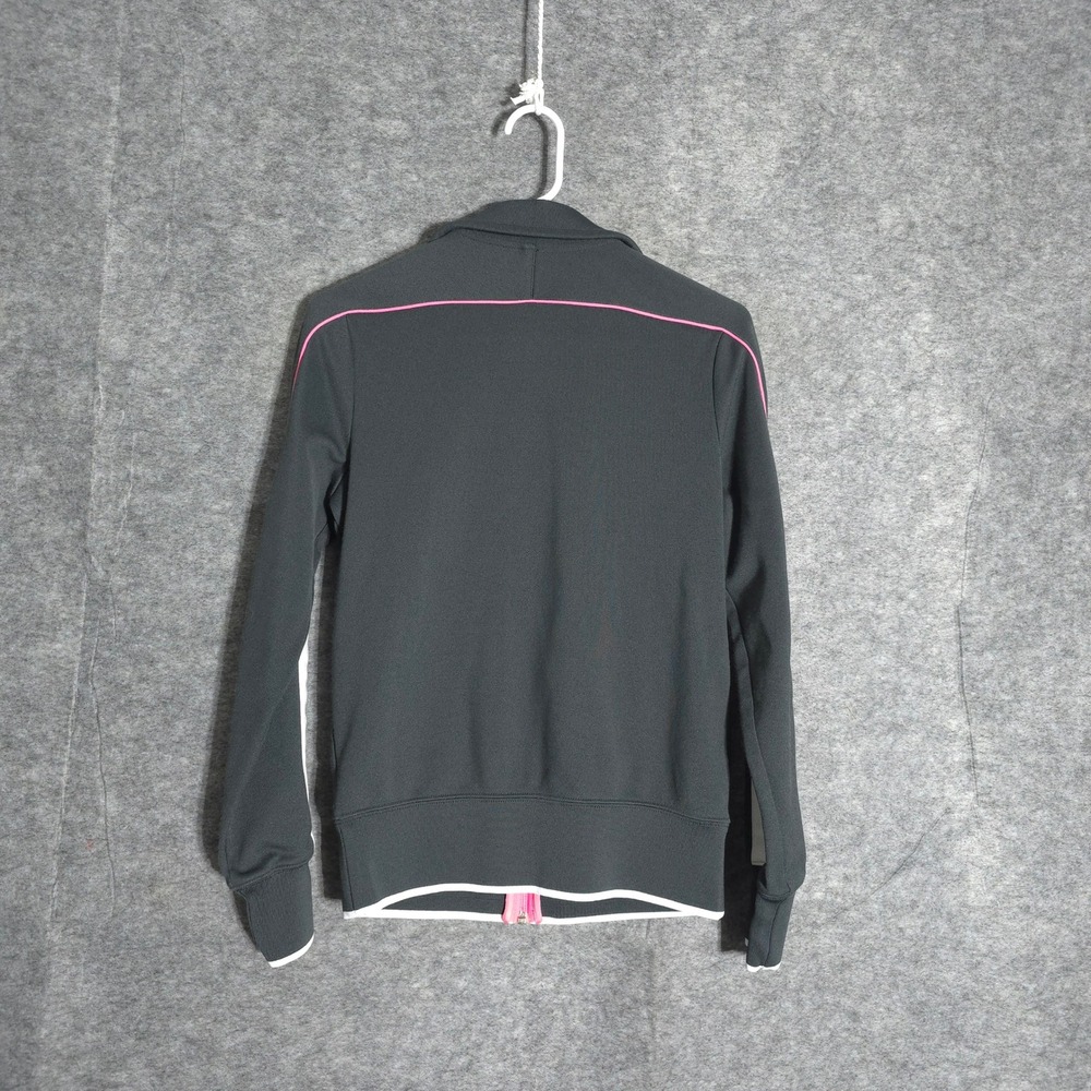 Nike Track Jacket Men M Grey White Pink 370397-060 Full Zip Mock Neck Striped - Picture 2 of 10